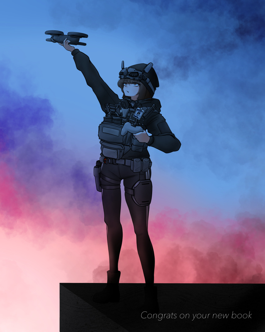 1girl, absurdres, antennae, bdp_lee, black_boots, black_jacket, black_pants, boots