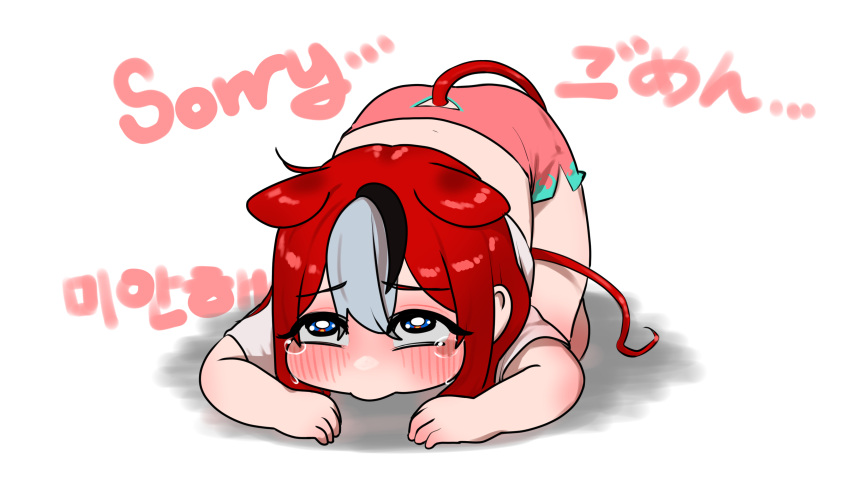 1girl, absurdres, all_fours, animal_ears, black_hair, blue_eyes, butayaro_kr, chibi