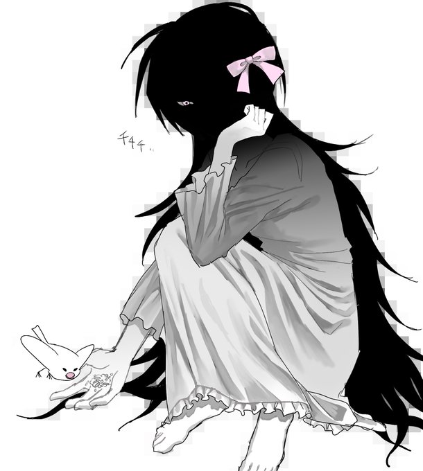 1other, animal, bird, bird_feeding, black_hair, bow, colored_skin, dress