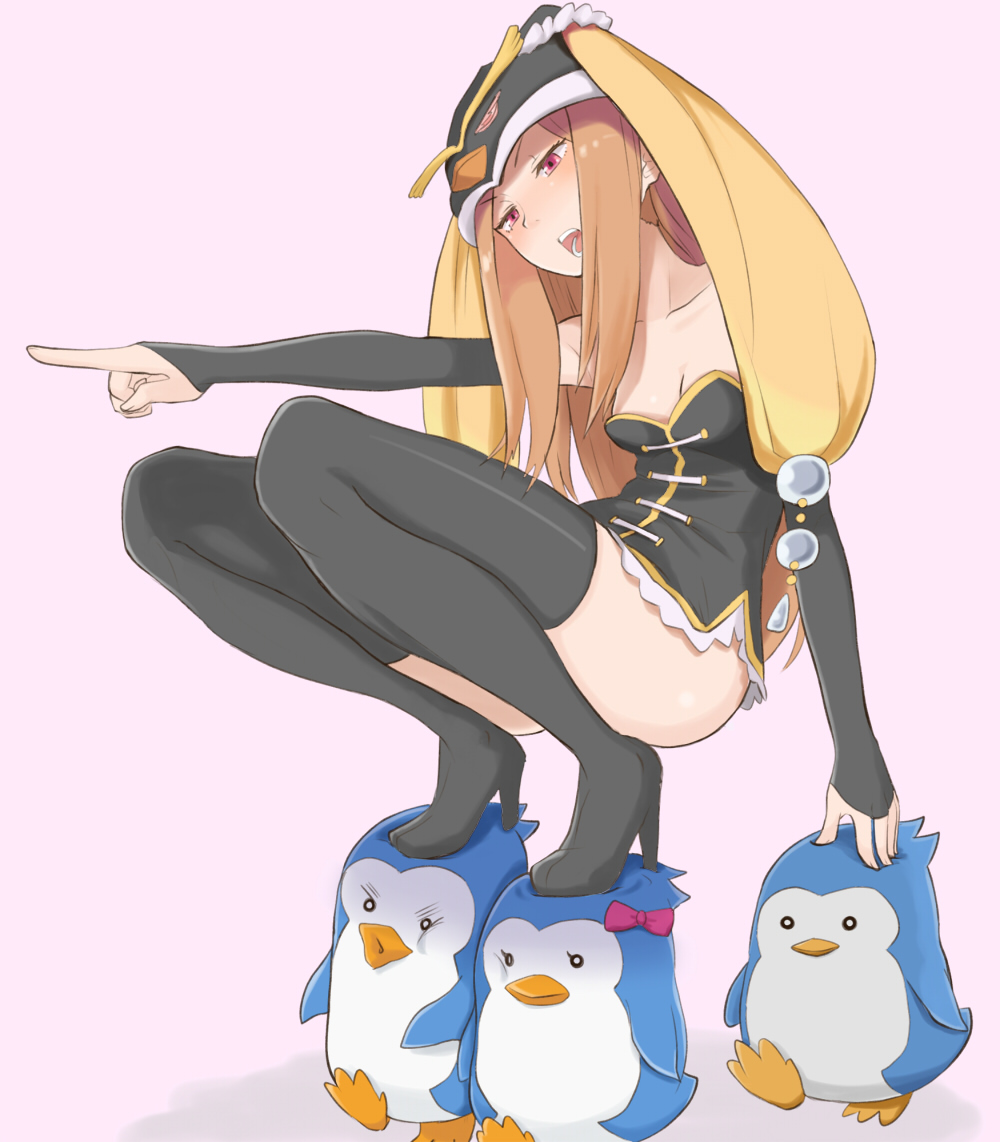 bird, boots, brown_hair, falling, hat, mawaru_penguindrum, penguin, penguin_1-gou