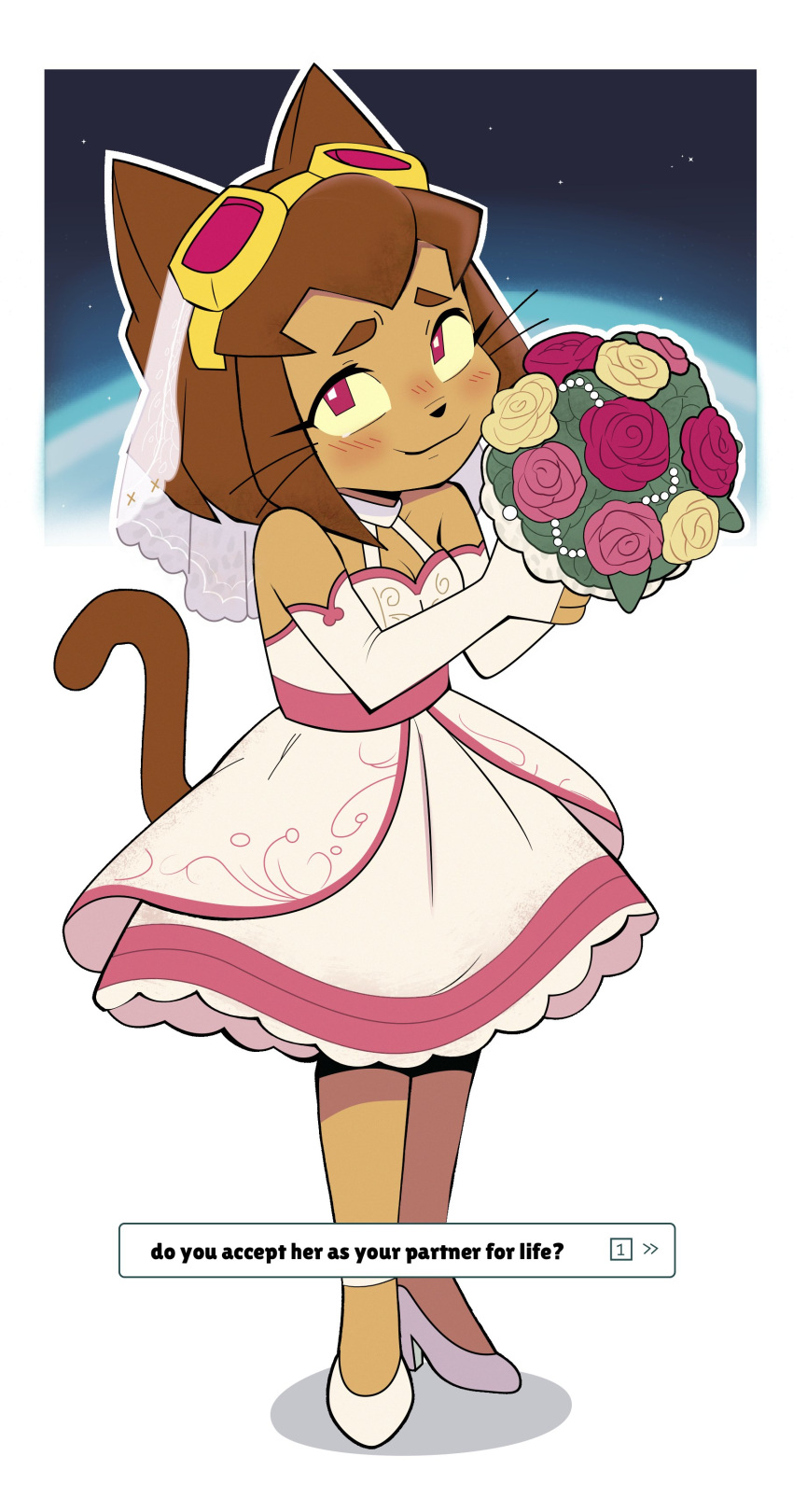 1girl, absurdres, animal_ears, bare_shoulders, blush, bouquet, breasts, bridal_gauntlets