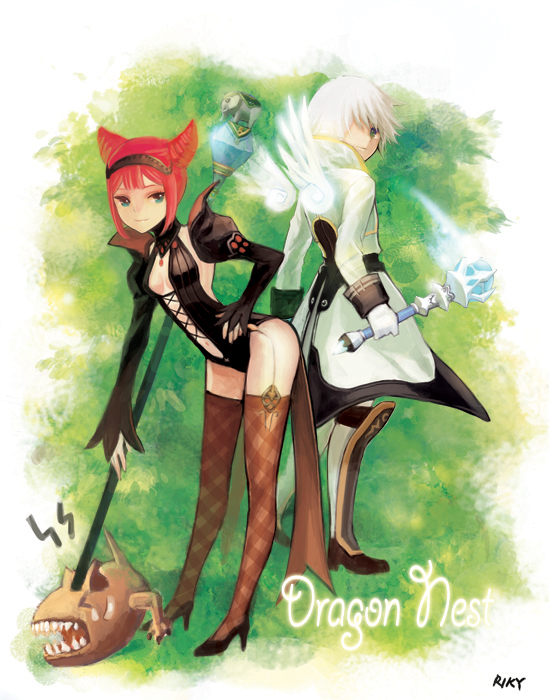blue_eyes, breasts, character_request, cleavage, cleric_(dragon_nest), dragon_nest, green_eyes, hairband