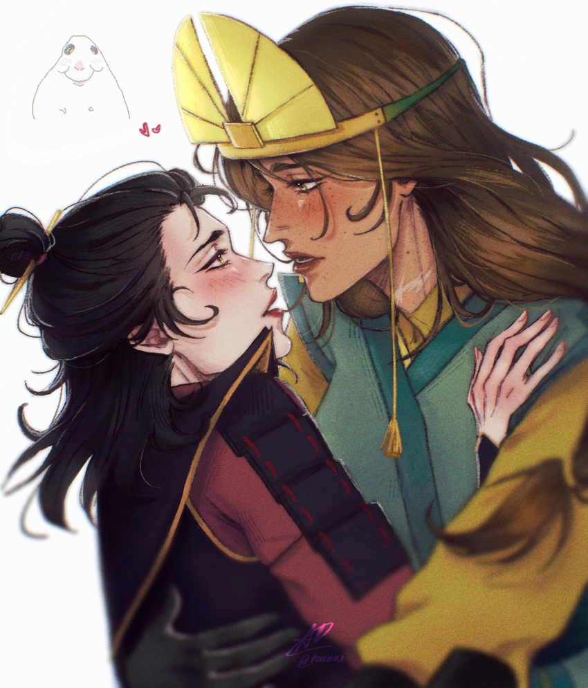 2girls, avatar_legends, black_hair, brown_hair, commentary, dark-skinned_female, dark_skin, english_commentary