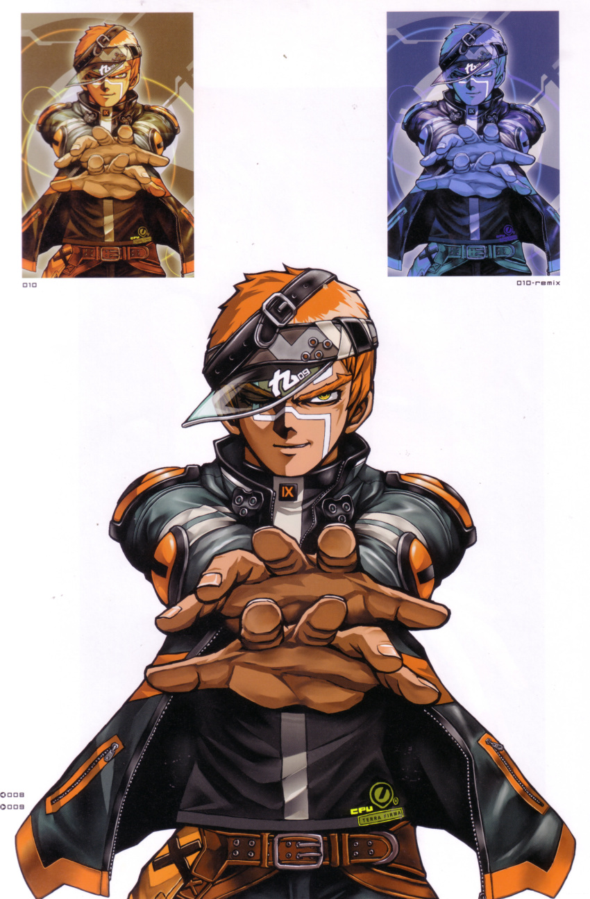 1boy, absurdres, artbook, beatmania_iidx, bemani, black_jacket, black_shirt, dark-skinned_male