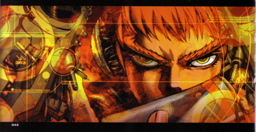 1boy, artbook, beatmania_iidx, bemani, close-up, crease, eiri_(beatmania), english_text