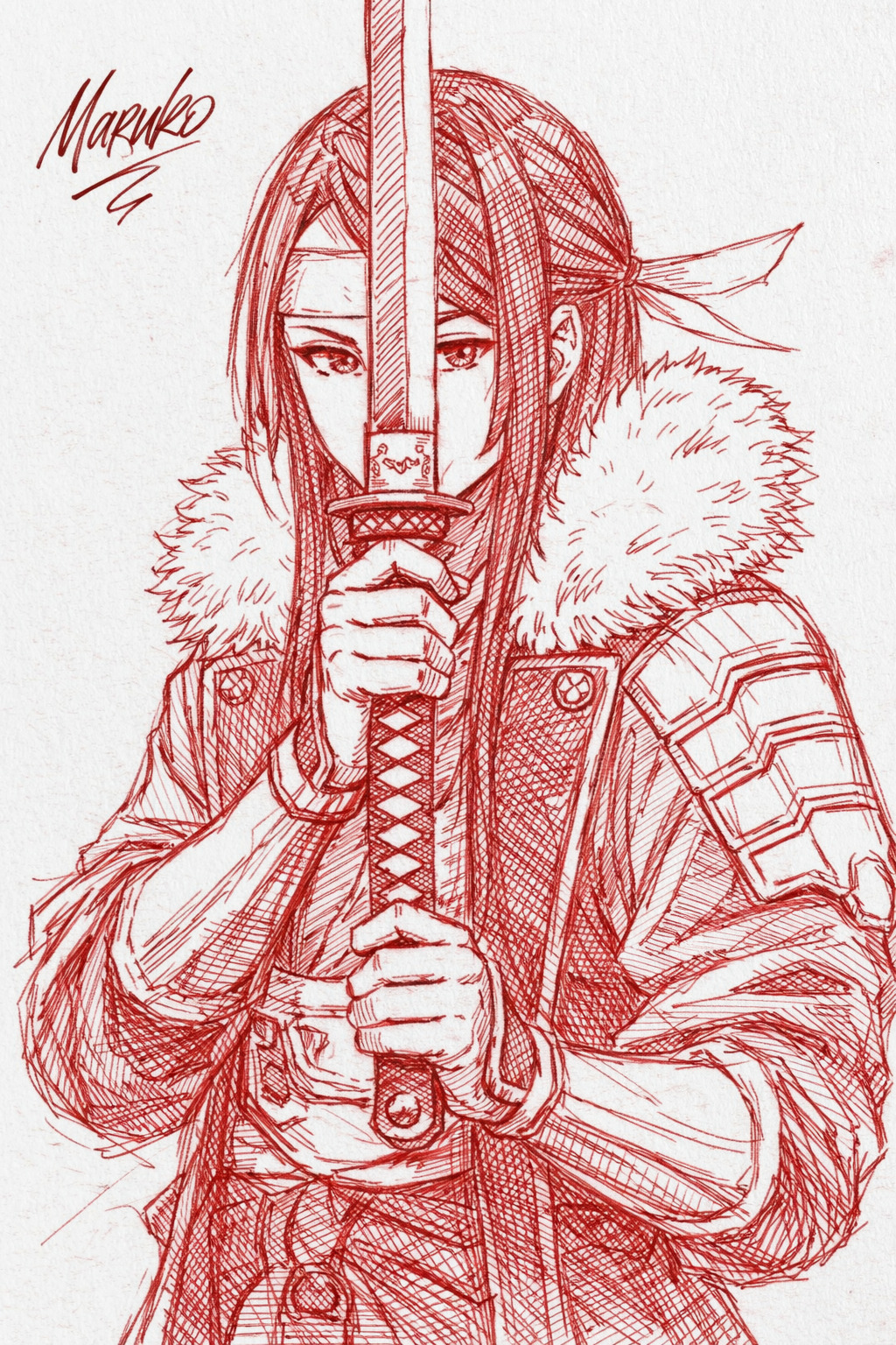 1girl, armor, fire_emblem, fire_emblem_awakening, headband, highres, japanese_armor, japanese_clothes