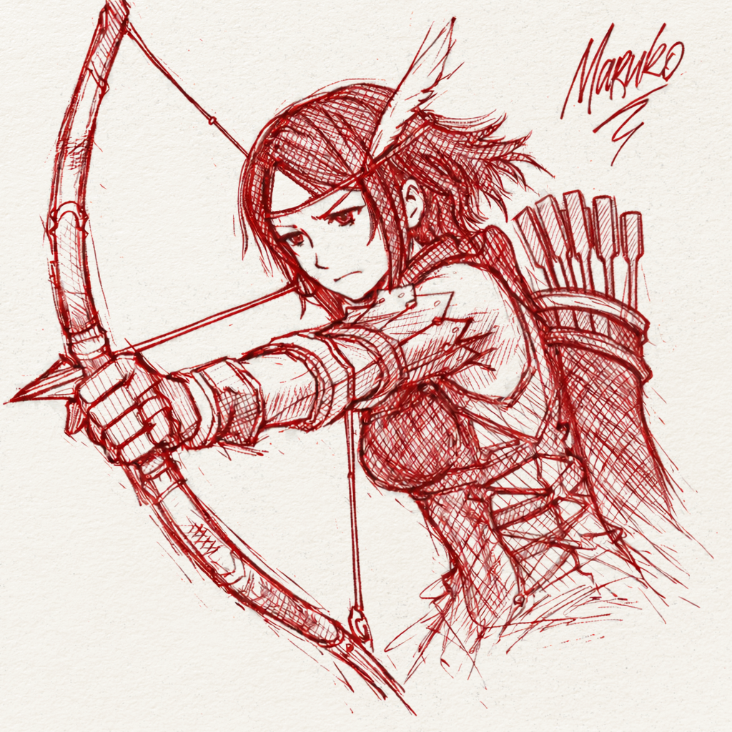 1girl, arrow_(projectile), bow_(weapon), circlet, drawing_bow, feather_hair_ornament, feathers, fire_emblem