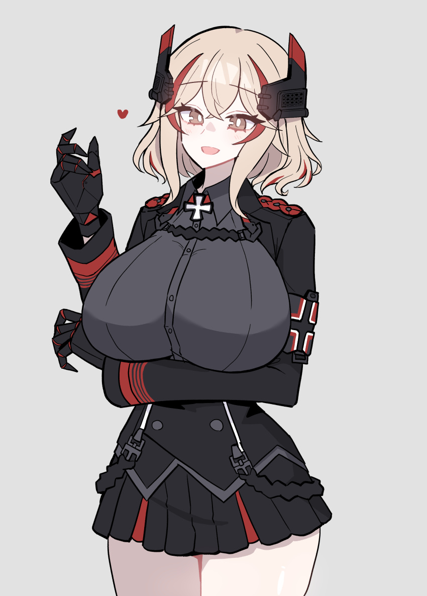 1girl, absurdres, arm_under_breasts, azur_lane, black_gloves, black_shirt, black_skirt, breasts
