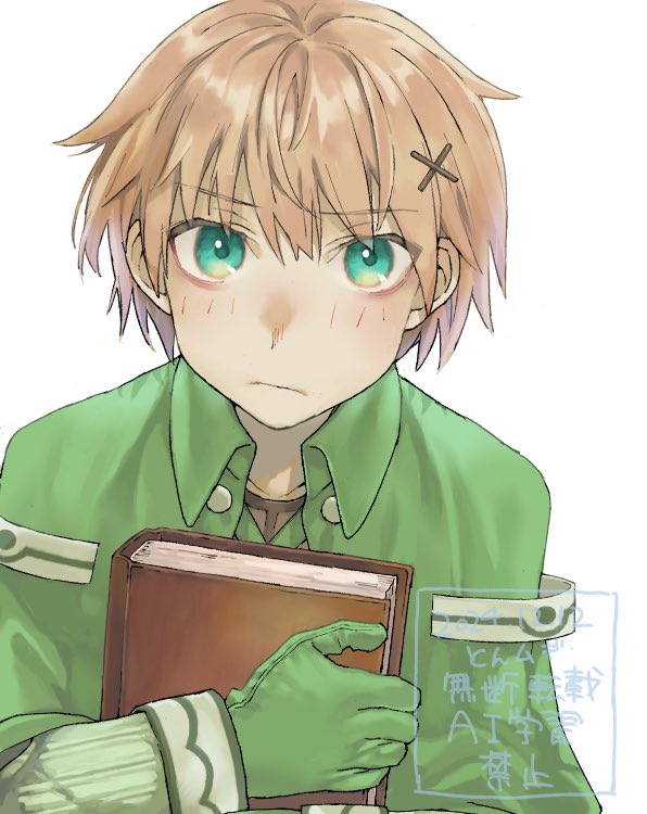 1boy, blonde_hair, closed_mouth, commentary_request, gloves, green_gloves, kiel_(rune_factory), long_sleeves