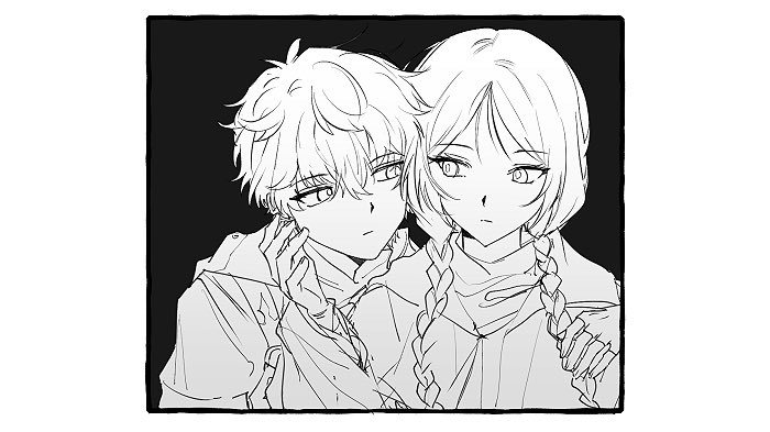 1boy, 1girl, braid, closed_mouth, commentary_request, fate/strange_fake, fate_(series), fingerless_gloves