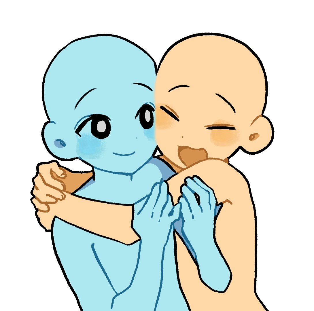 2others, :3, :d, ^_^, bald, base_(art), blue_skin, blush