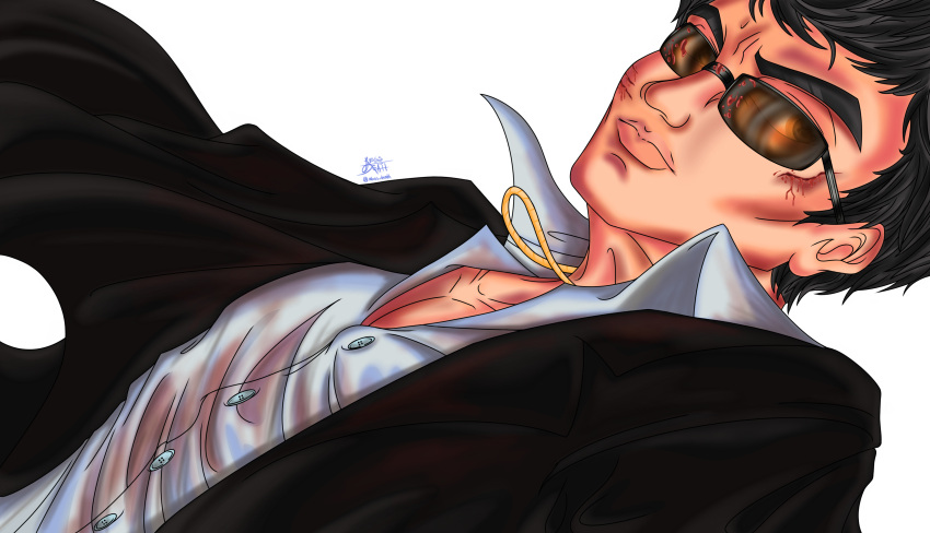 1boy, 2021, abssdeath, black_hair, black_jacket, business_suit, deviantart, g_(house_of_the_dead)