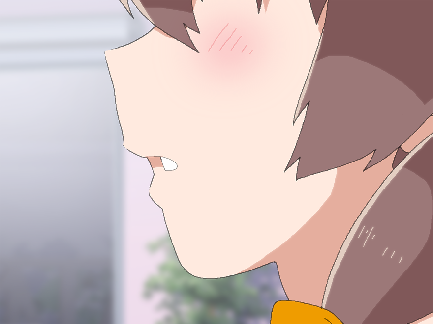 1girl, anime_coloring, blurry, blush, brown_hair, eri_(mayoineko_o_tomeyou), faceless, faceless_female