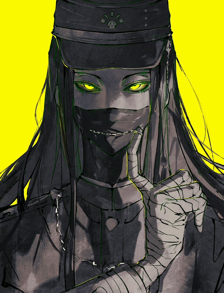 1boy, bandaged_hand, bandages, black_hair, black_mask, chain, collared_jacket, covered_mouth