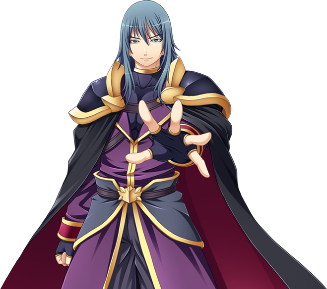 1boy, armor, blue_eyes, blue_hair, cape, closed_mouth, fingerless_gloves, game_asset