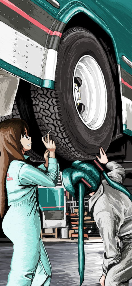 glasses, hatsune_miku, k-on!, rxjx, tire, twintails, vocaloid, yamanaka_sawako