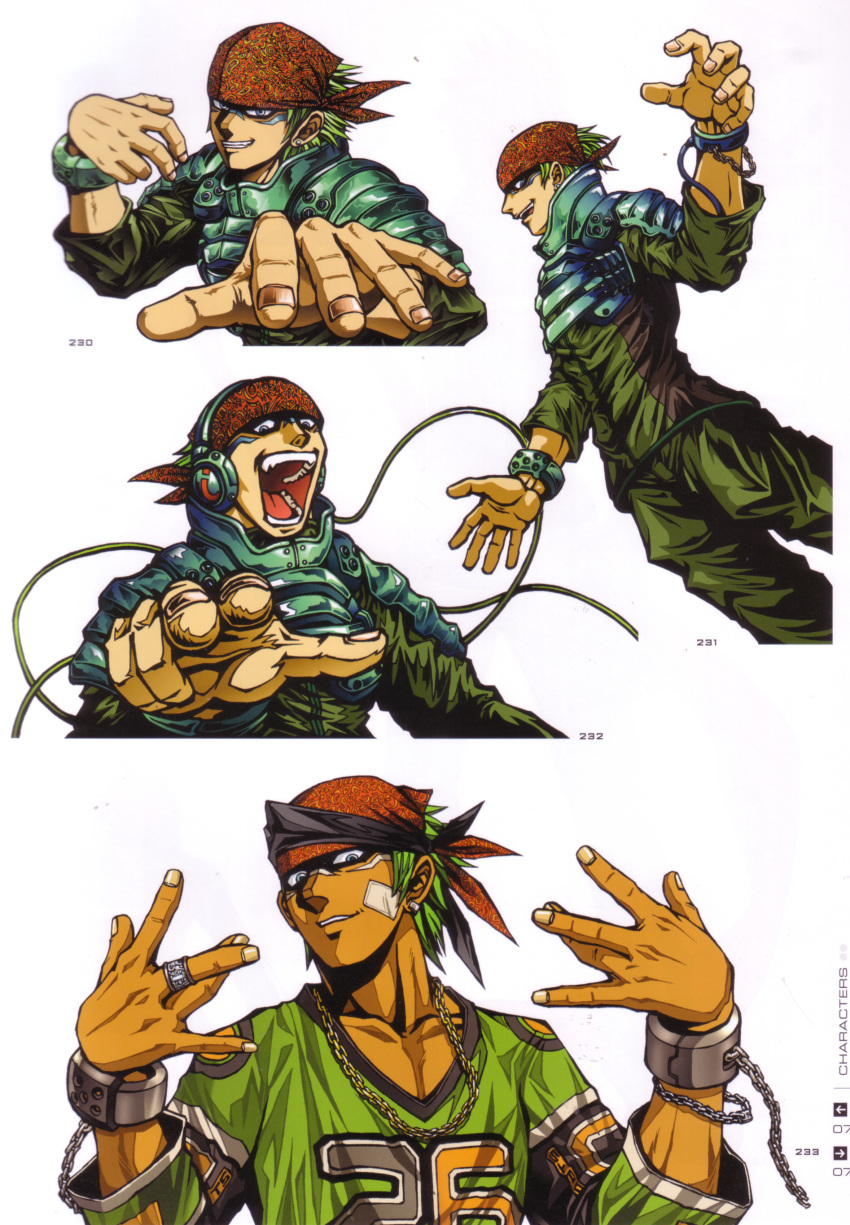 1boy, absurdres, artbook, bandana, beatmania_iidx, bemani, chain, chain_necklace