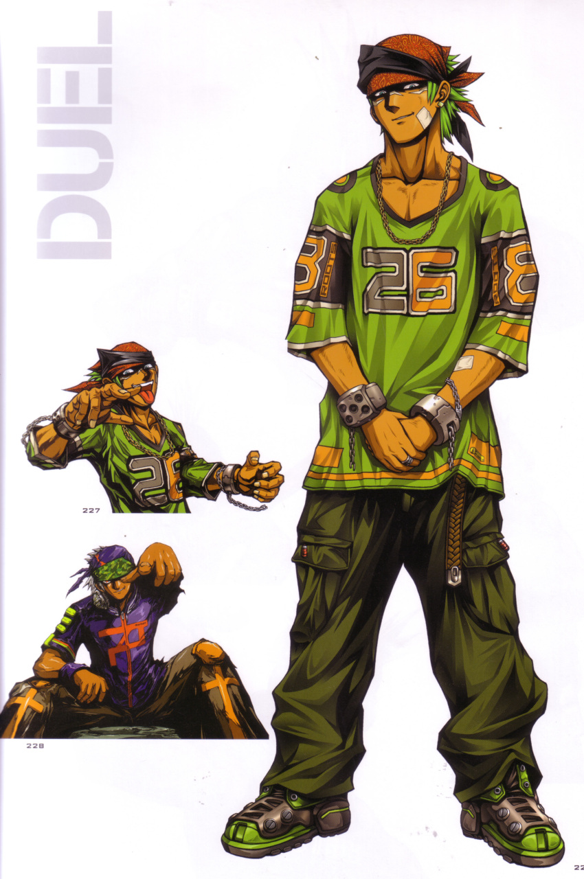 1boy, absurdres, artbook, bandana, beatmania_iidx, bemani, blue_bandana, blue_jacket