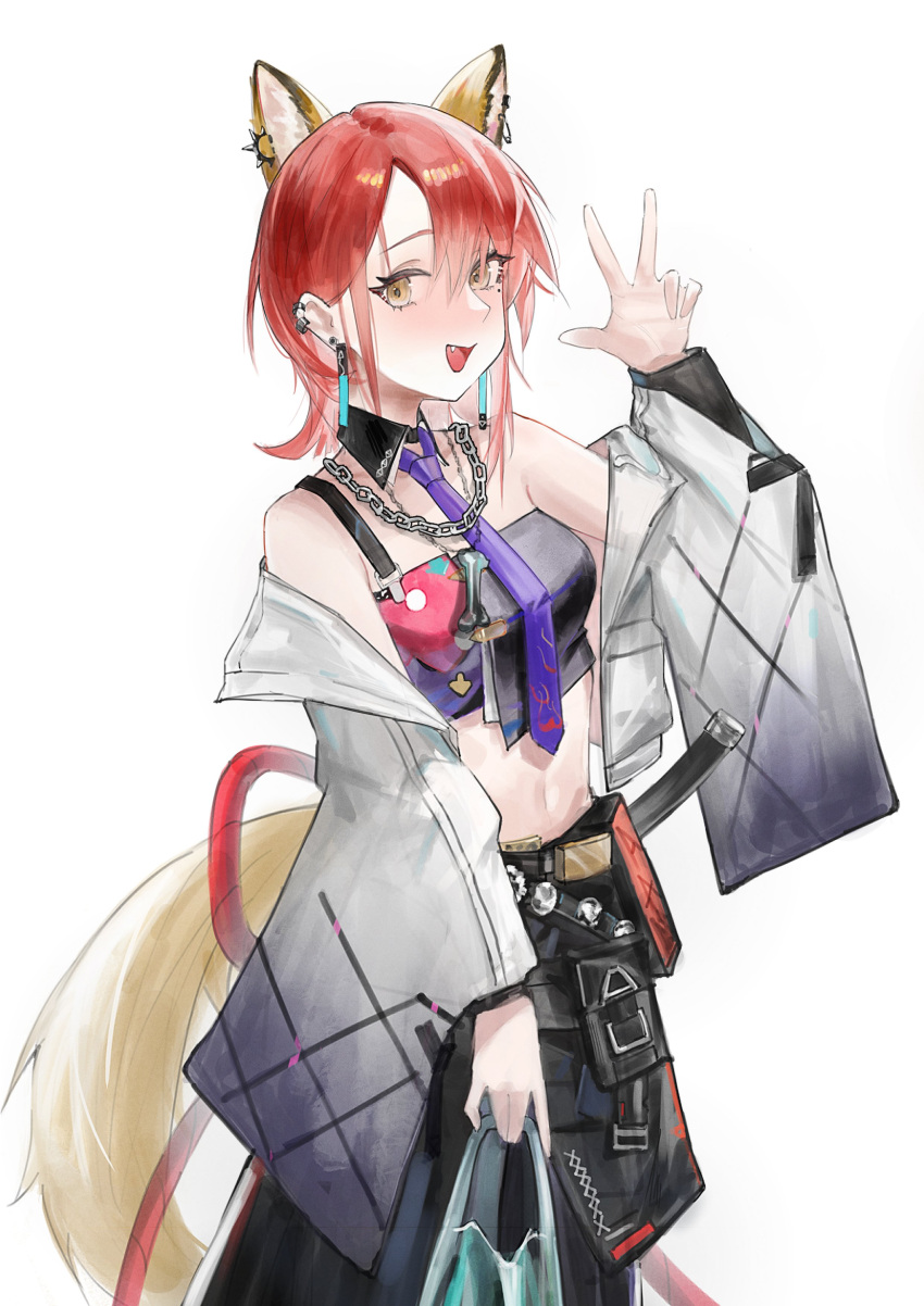 1girl, absurdres, animal_ears, arknights, bare_shoulders, belly, black_collar, black_dress