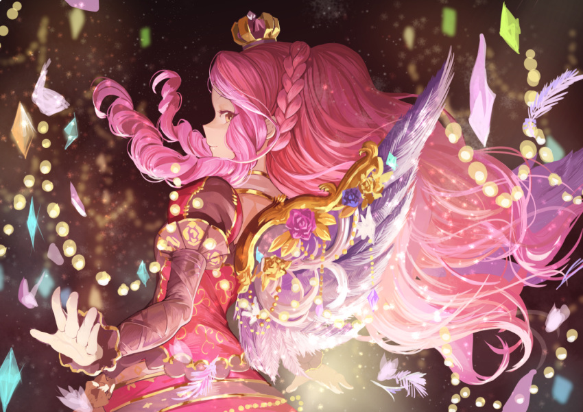 1girl, aikatsu!_(series), aikatsu_stars!, closed_mouth, cowboy_shot, crown, dress, drill_hair