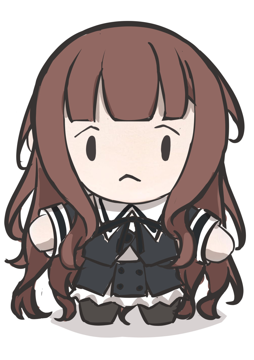 1girl, :<, absurdres, assault_lily, black_pantyhose, black_ribbon, black_skirt, blunt_bangs