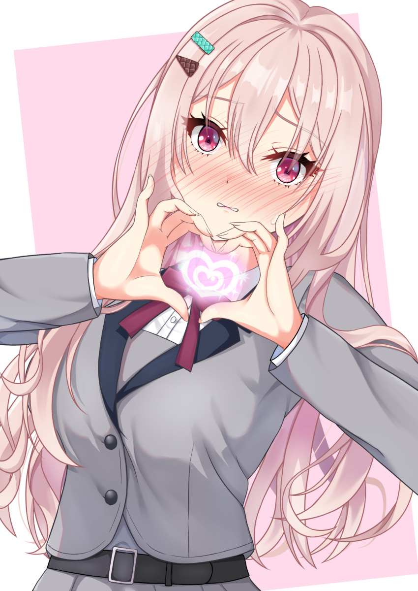 1girl, axl11hikari, belt, black_belt, blush, bow, bowtie, buttons