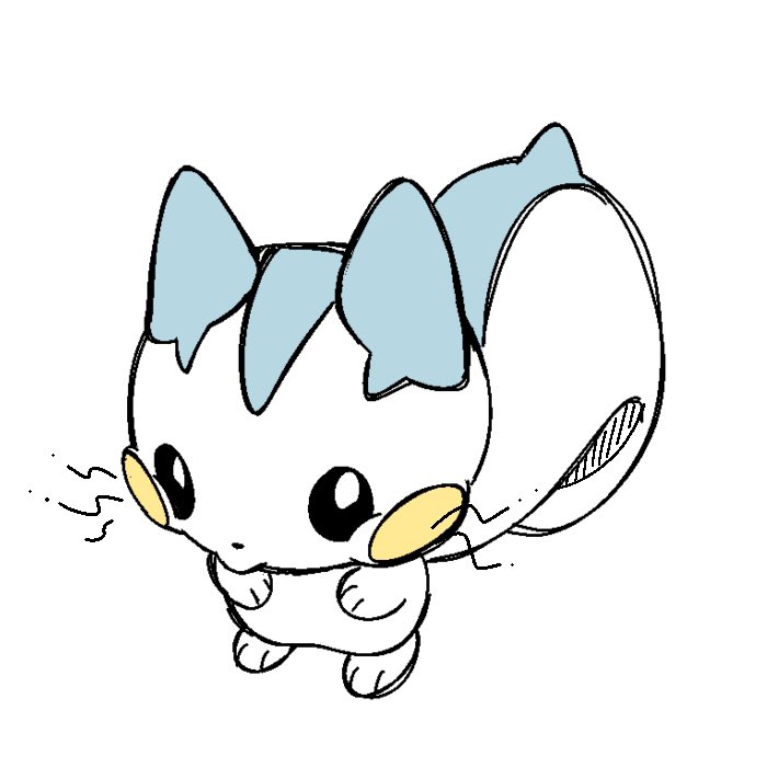 arms_up, black_eyes, dot_nose, electricity, full_body, looking_at_viewer, nose_poke000, pachirisu