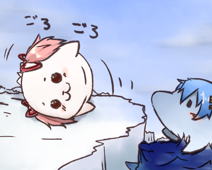 animalization, blue_hair, dolphin, gomadoka, hair_ornament, hair_ribbon, hairclip, ice