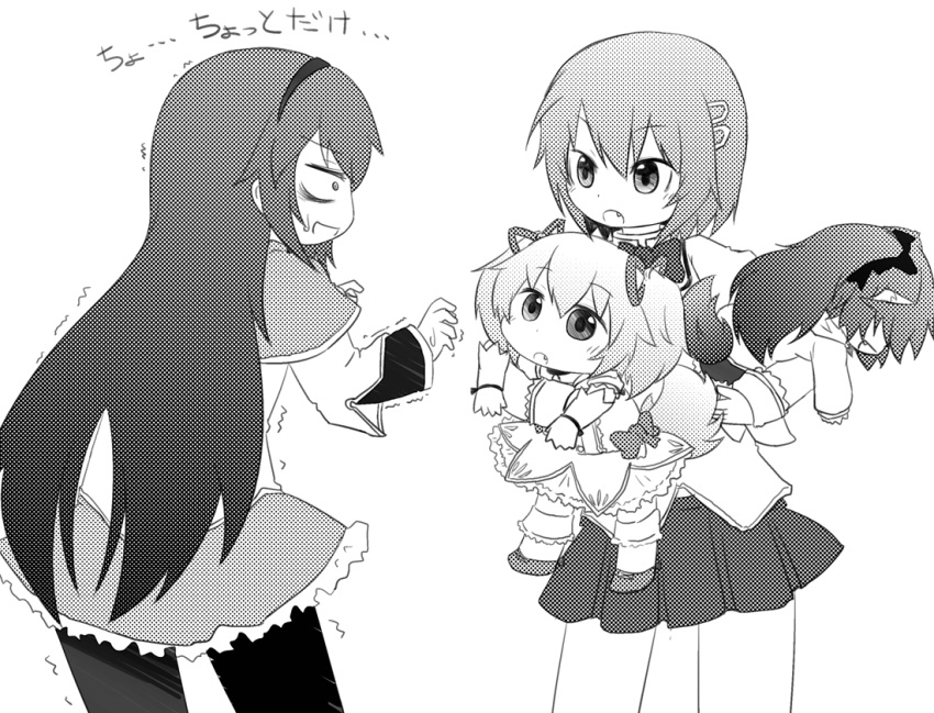 chibi, child, fang, hair_ornament, hair_ribbon, hairband, hairclip, kaname_madoka