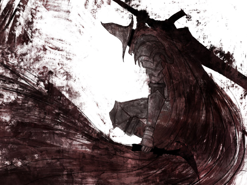 1boy, abyss_watcher, asymmetrical_dual_wielding, black_pants, cape, commentary, dagger, dark_souls_(series)