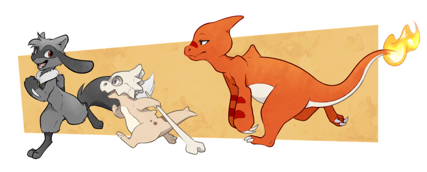 1other, alternate_color, alternate_shiny_pokemon, bone, charmeleon, claws, closed_mouth, commentary