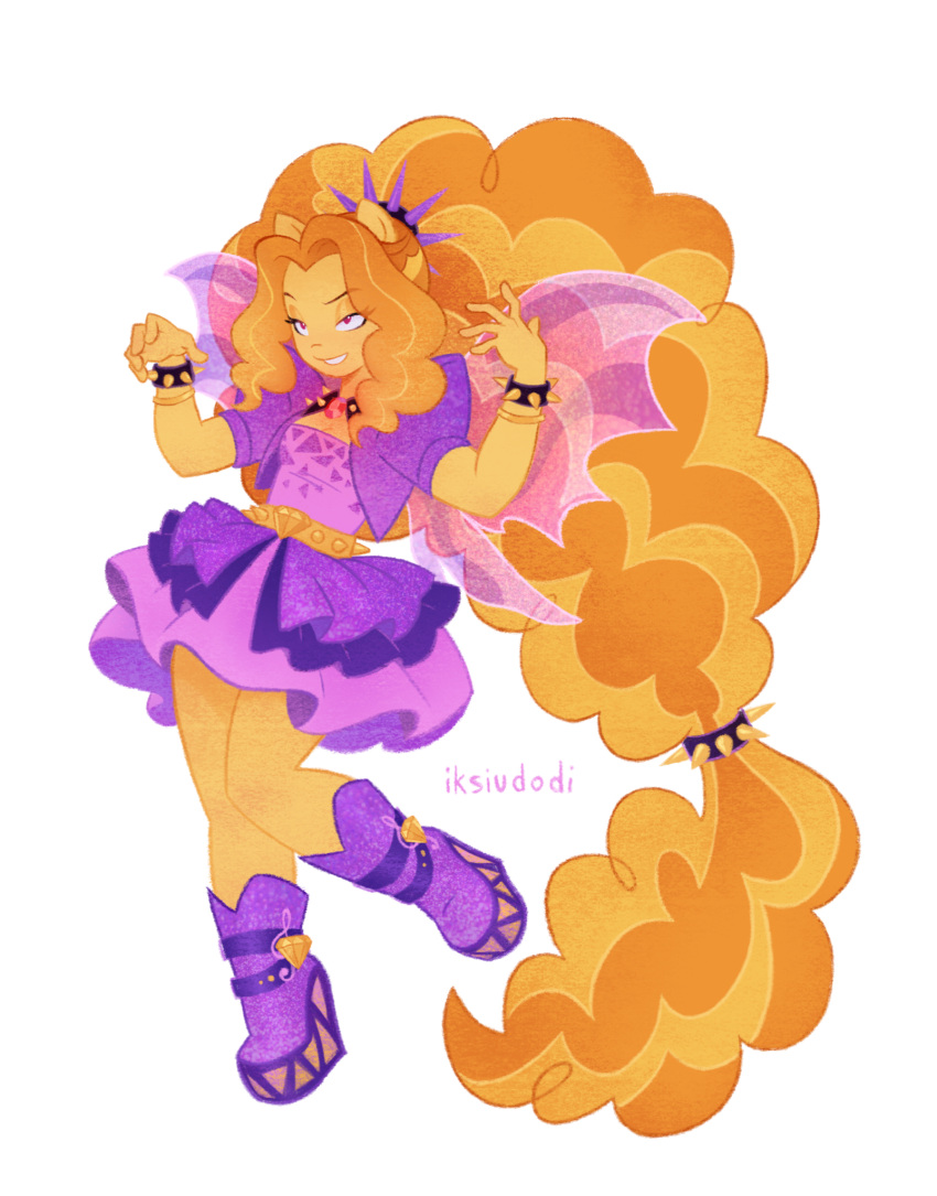1girl, :d, absurdly_long_hair, adagio_dazzle, adagio_dazzle_(human), animal_ears, artist_name, bare_arms