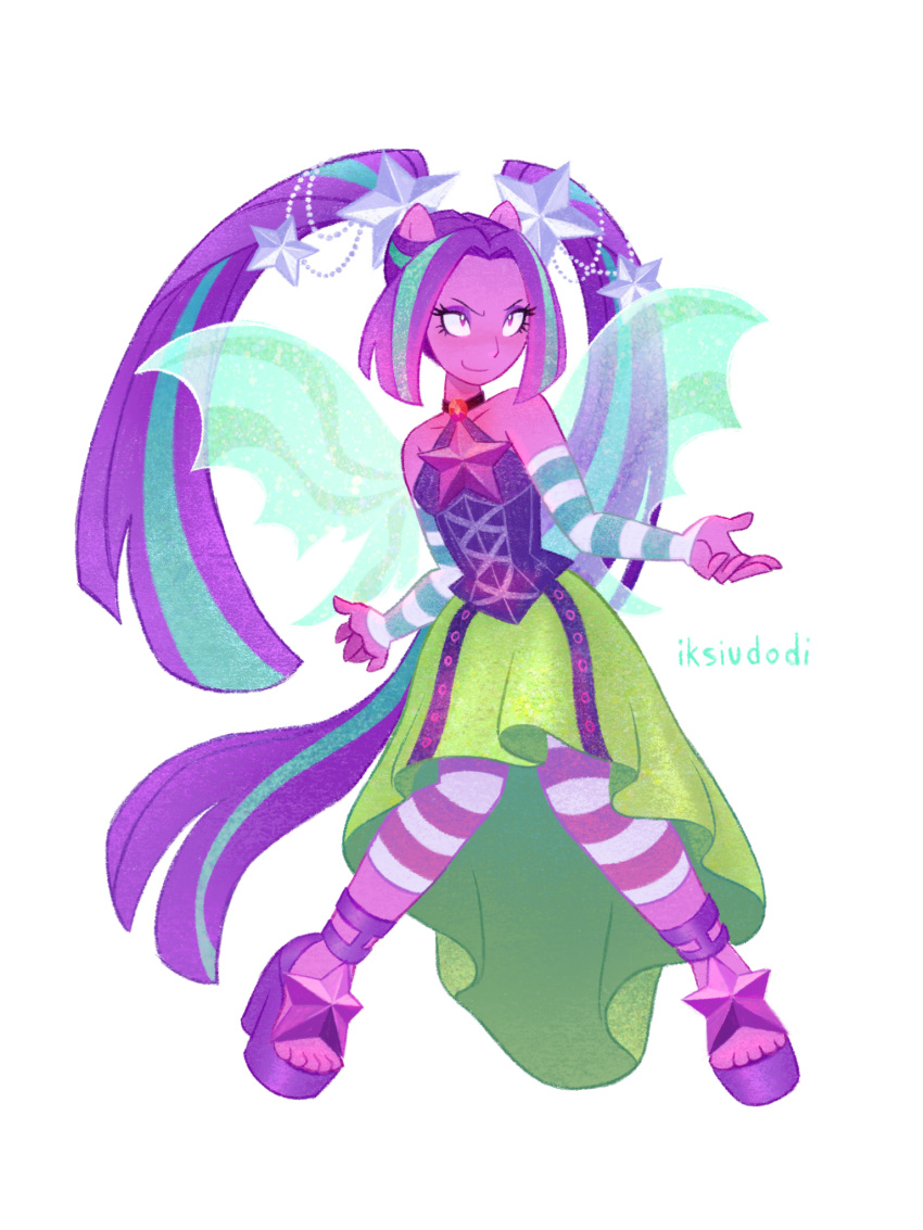 1girl, animal_ears, aqua_sleeves, aqua_streaks, aqua_tail, aria_blaze, aria_blaze_(human), artist_name
