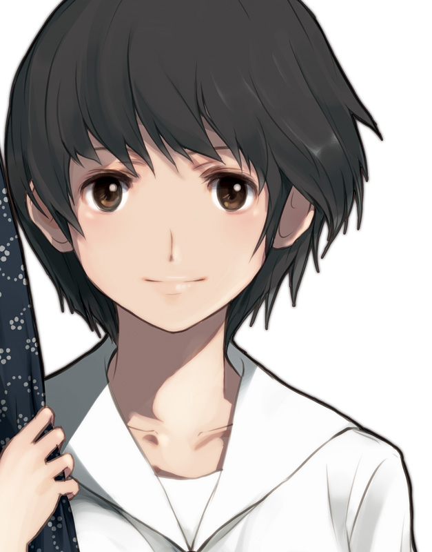 brown_eyes, collarbone, face, holding, light_smile, original, otoufu, portrait