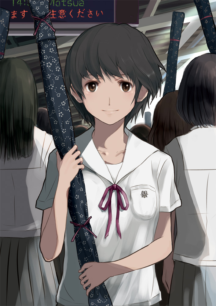 brown_eyes, face, holding, light_smile, original, otoufu, school_uniform, short_hair