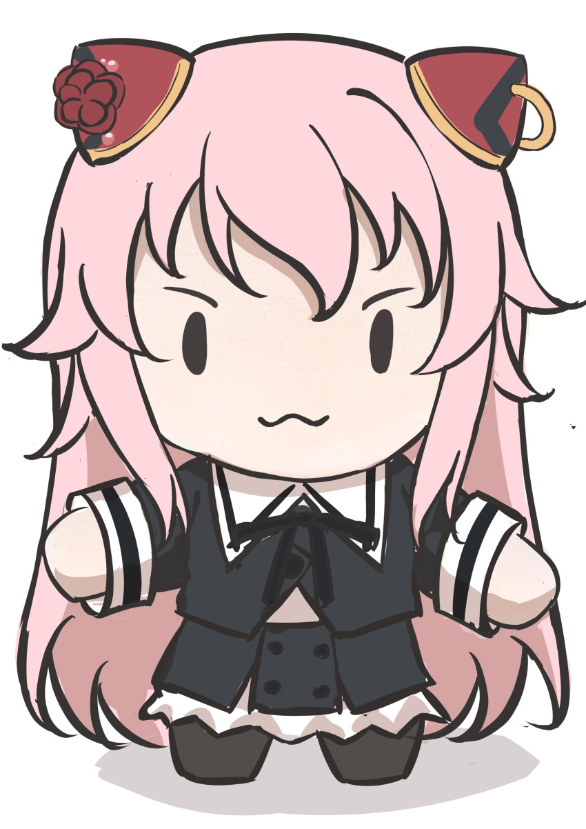 1girl, :3, absurdres, assault_lily, black_pantyhose, black_skirt, buttons, chibi