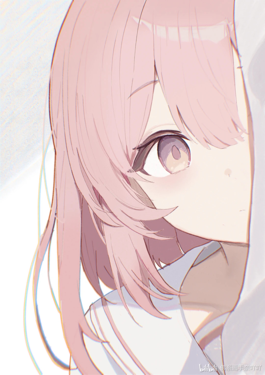 1girl, behind_curtains, blue_archive, chinese_commentary, closed_mouth, commentary_request, curtains, empty_eyes