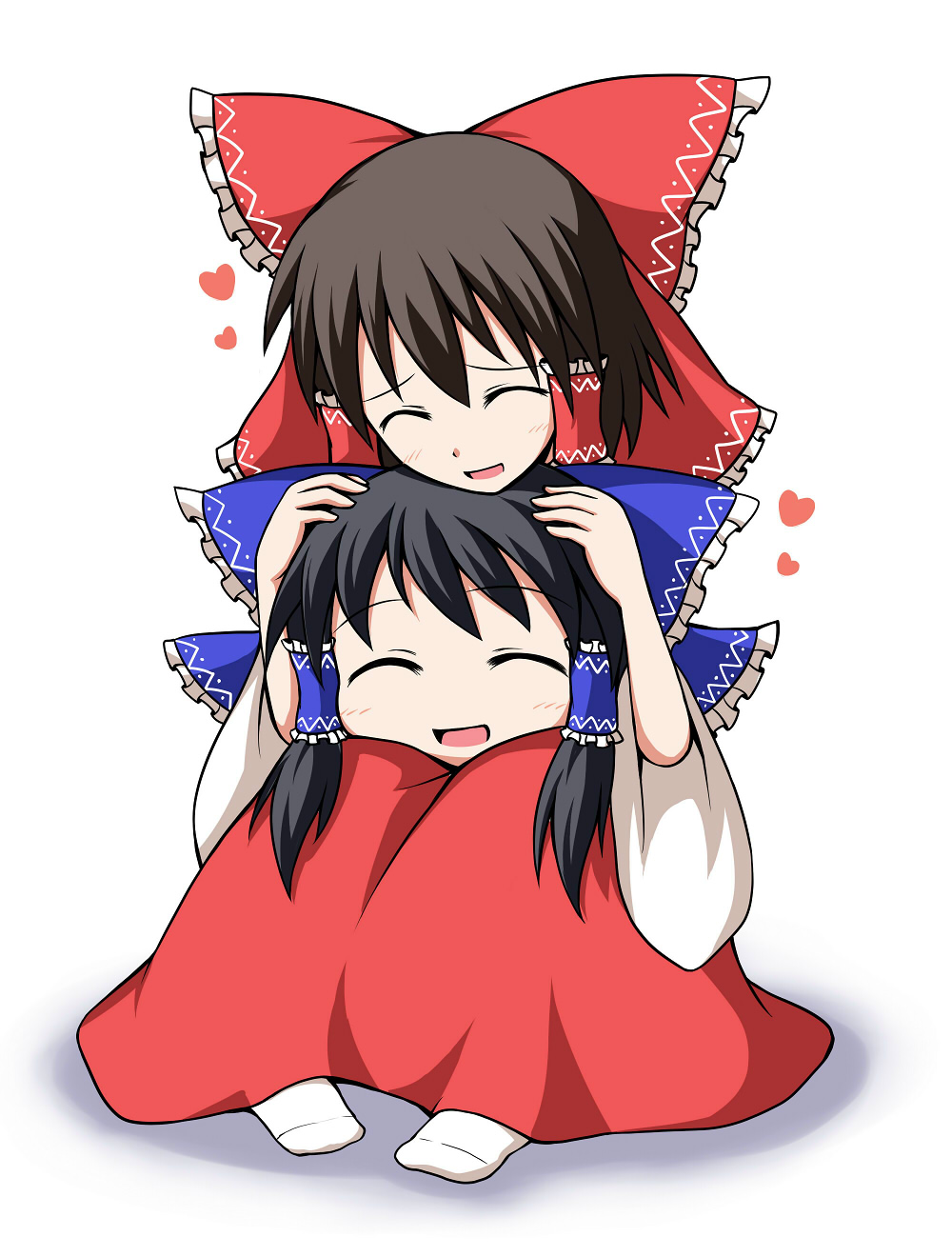 closed_eyes, eyes_closed, hakurei_reimu, heart, highres, hug, mochitsuki_ado, mochizuki_ado