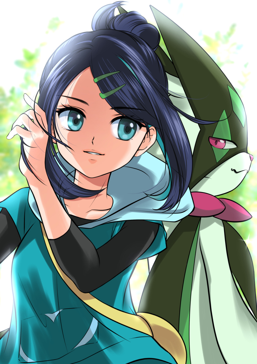 2girls, blue_eyes, blue_hair, blue_jacket, blush, breasts, collarbone, commentary_request