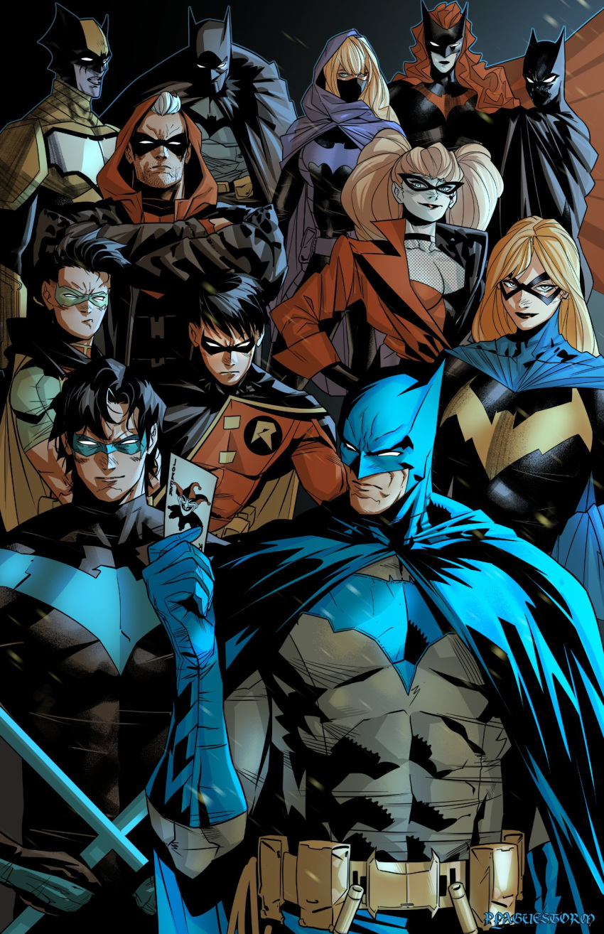 barbara_gordon, batgirl, batgirls, batman, batman_(series), belt, black_bat_costume, cassandra_cain