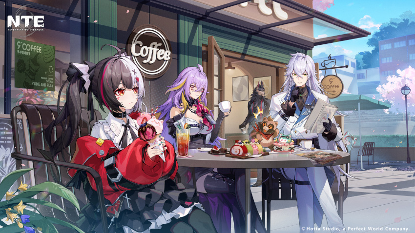 1other, 2boys, 3girls, absurdres, animal_ear_fluff, animal_ears, aqua_hair, aqua_nails