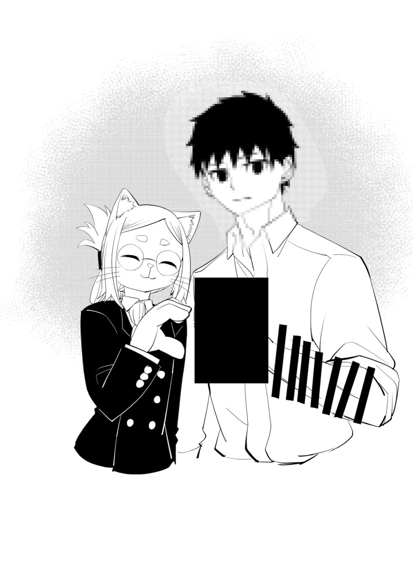 1boy, 1girl, :3, bar_censor, blank_censor, cat_girl, cat_tail, censored