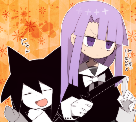 1girl, animal_ears, black_shirt, blunt_bangs, bow, cat_ears, cat_girl, chlomaki_(funamusea)
