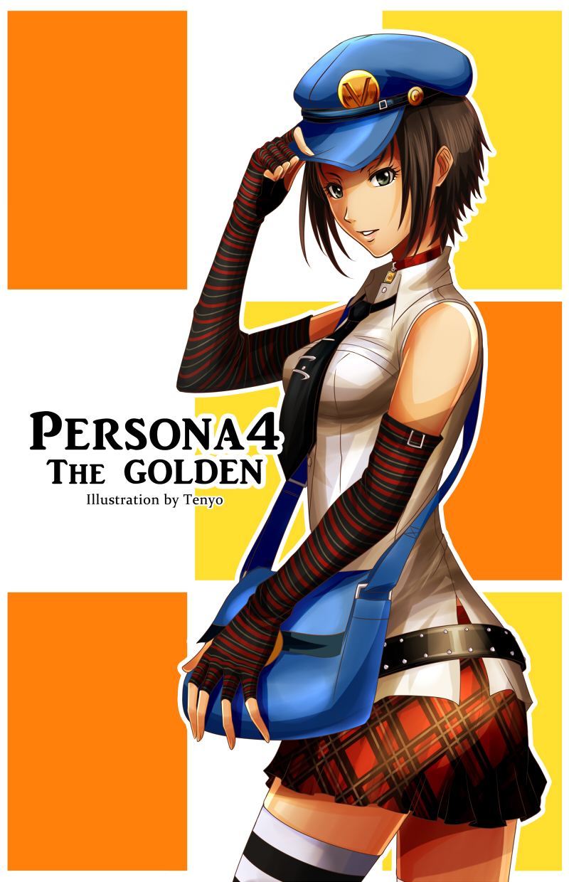 black_eyes, brown_hair, cabbie_hat, choker, elbow_gloves, fingerless_gloves, gloves, hat