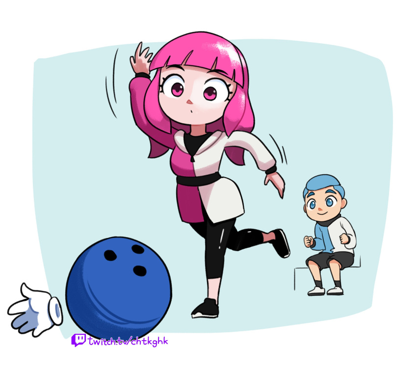 1boy, 1girl, absurdres, artist_name, ball, belt, black_belt, black_pants