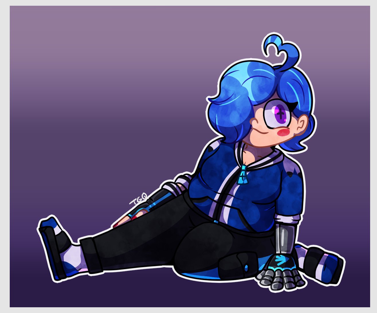 blue_hair, cyborg, mechanical_arms, smg4, tari_(smg4), violet_eyes