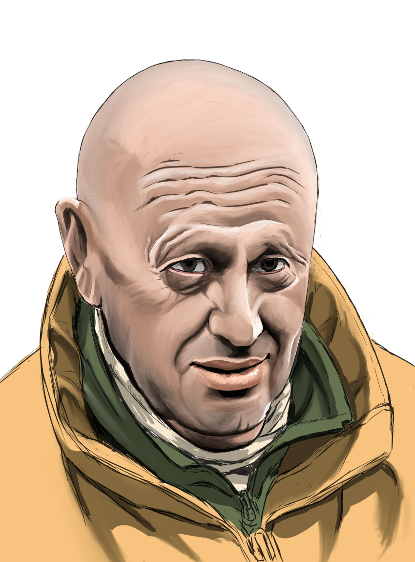 1boy, absurdres, bald, beard, beard_stubble, brown_eyes, commentary_request, facial_hair