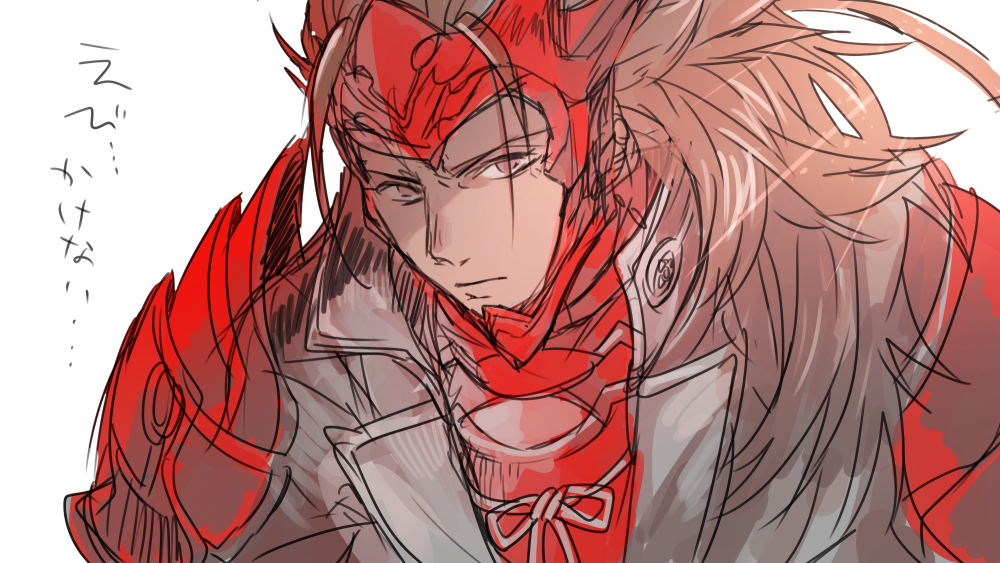 1boy, armor, brown_eyes, brown_hair, closed_mouth, commentary_request, fire_emblem, fire_emblem_fates, japanese_armor, long_hair, looking_at_viewer, male_focus, ryoma_(fire_emblem), solo, syaruu
