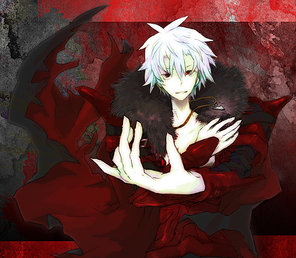 banossa, jewelry, maruo_(ciao15), necklace, red_eyes, summon_night, white_hair