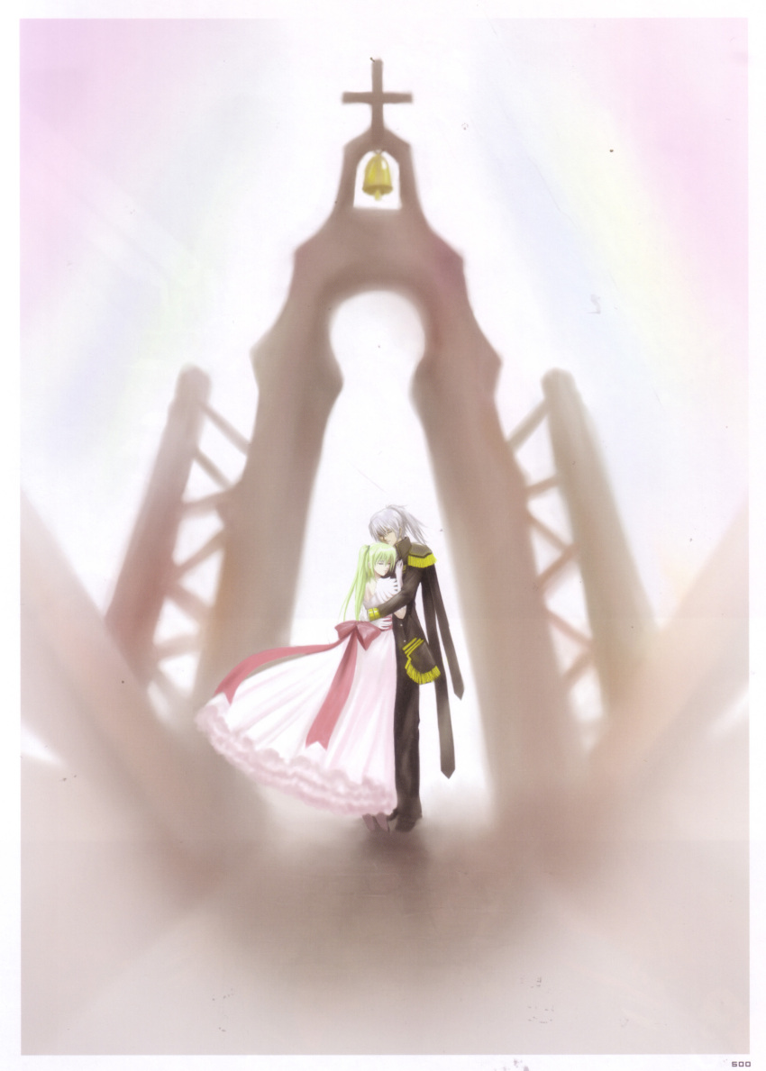 1boy, 1girl, absurdres, artbook, back_bow, beatmania_iidx, beatmania_iidx_13_distorted, bell